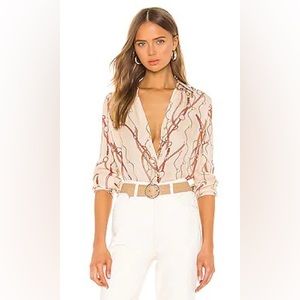 L'agence Nina Belt Print Silk Blouse